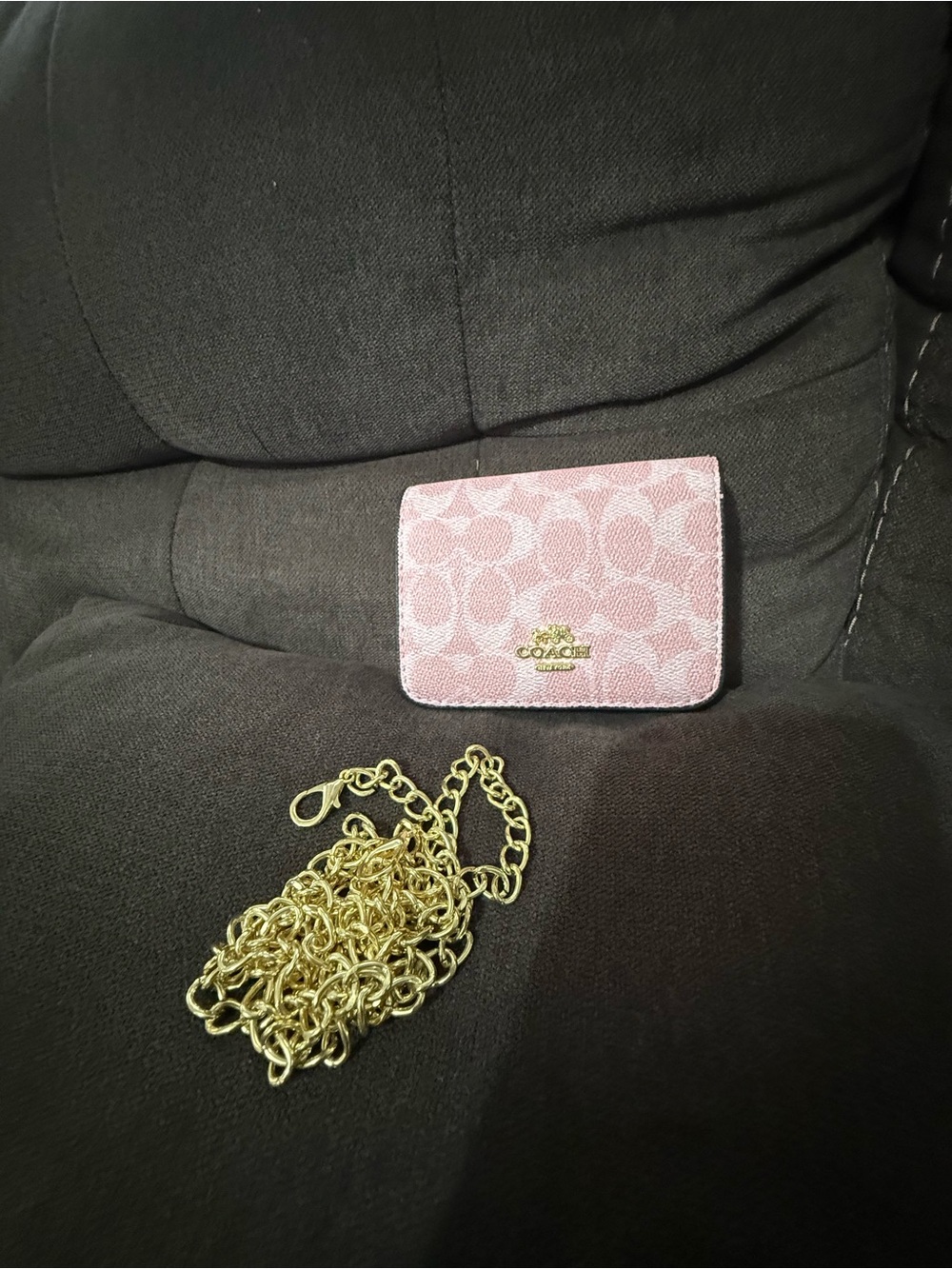 Pink Signature Card & Chain Wallet/purse